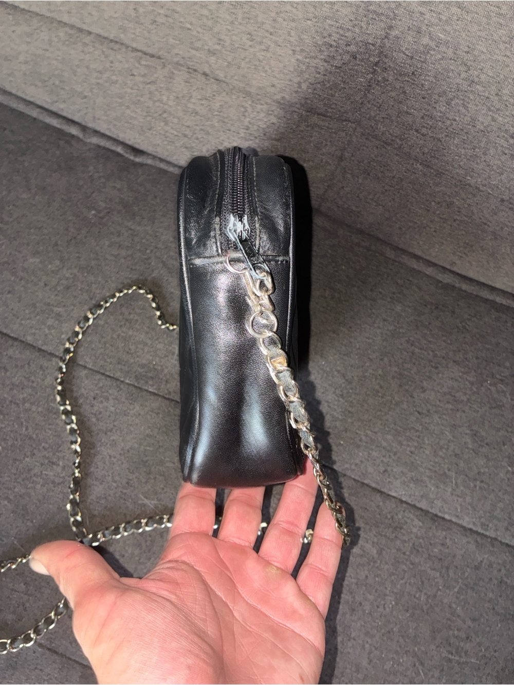 CHANEL Black Quilted Chevron Camera Crossbody with Chain Strap - Picture 4 of 11